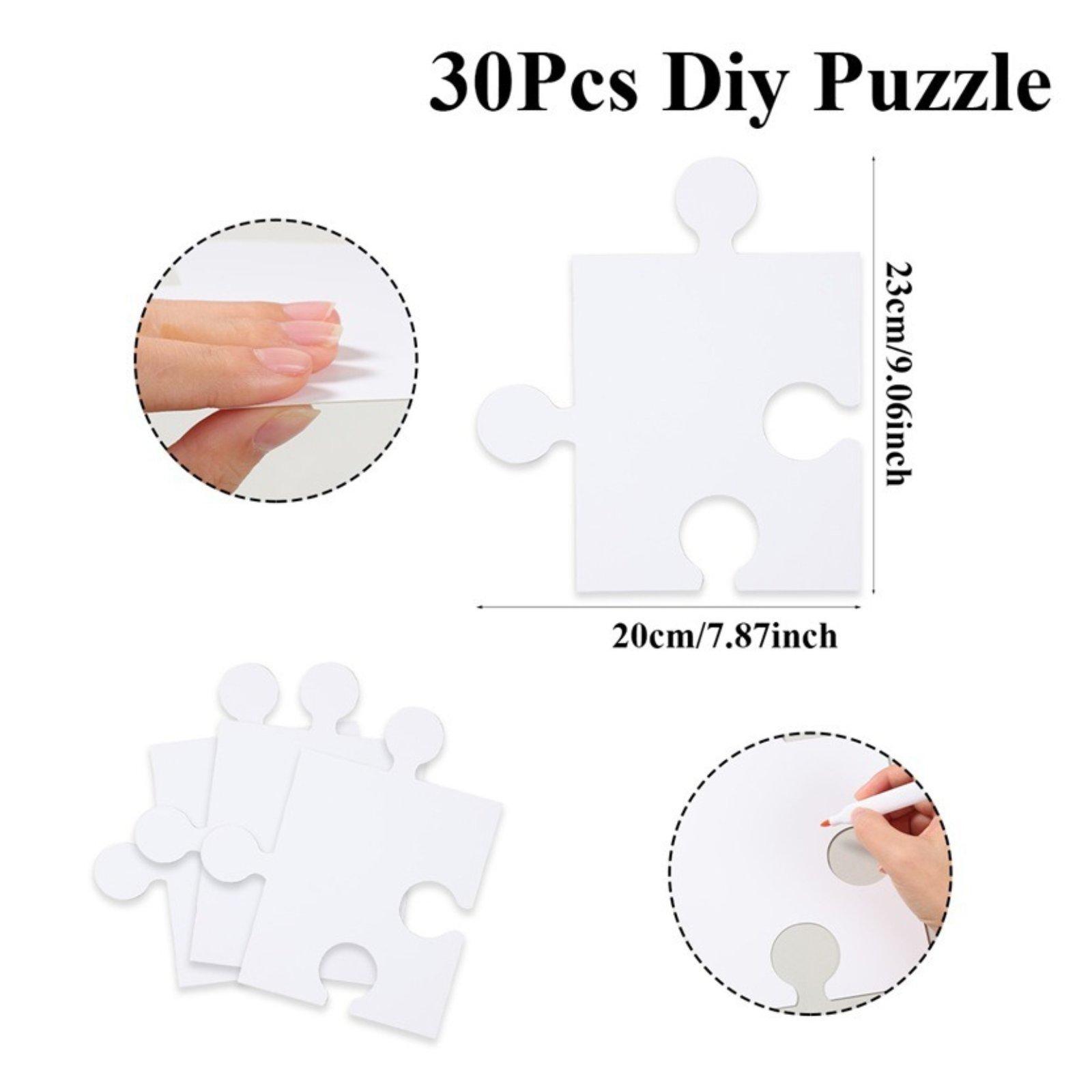 Puzzle Blank White - 30x Puzzle Pieces Coloring Drawing for
