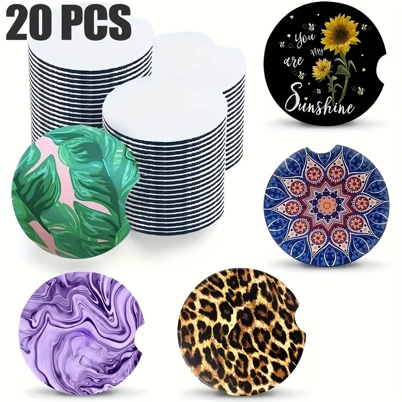 20pcs Sublimated Blank Car Coa - Coaster Sublimation Blank reseña y precio