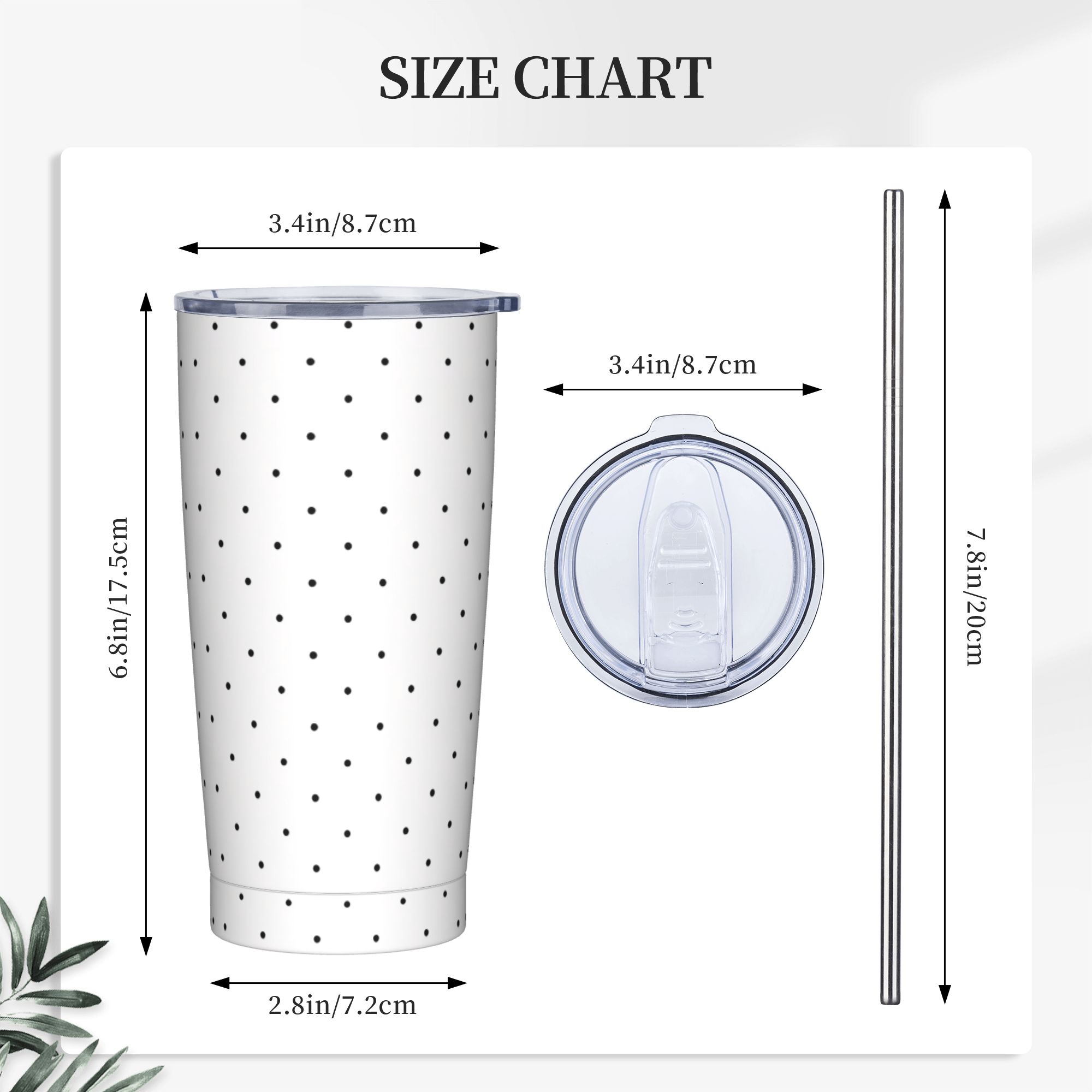 Black & White Polka Dot Patter - Tumbler 20Oz White reseña y precio