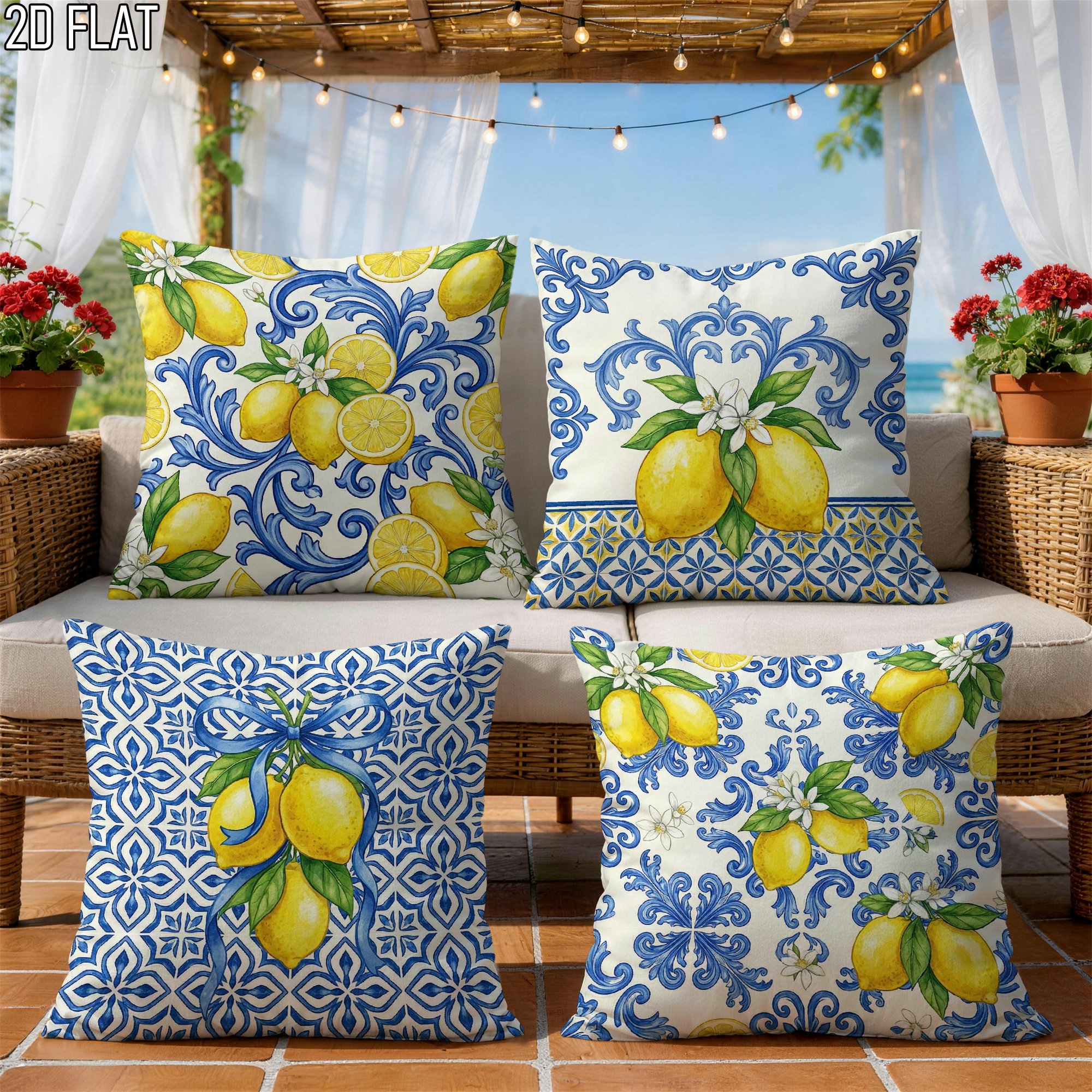 4Pcs Italian Summer Style Thro - Ceramic Tile Blank reseña y precio
