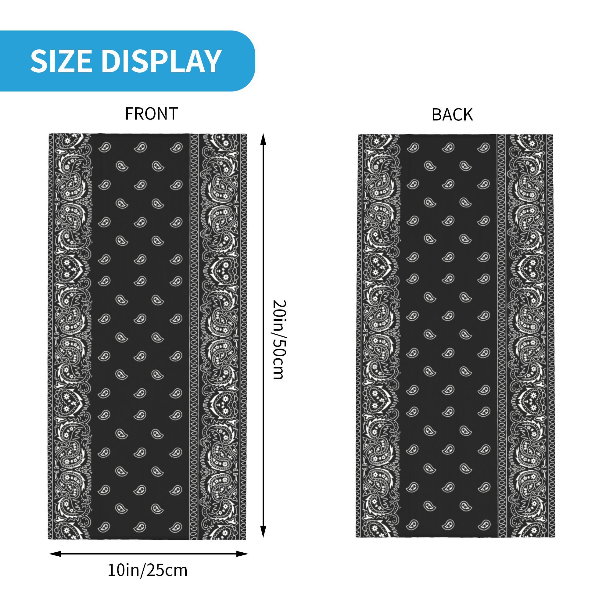Custom Black And White Paisley - Bandana Blank White reseña y precio