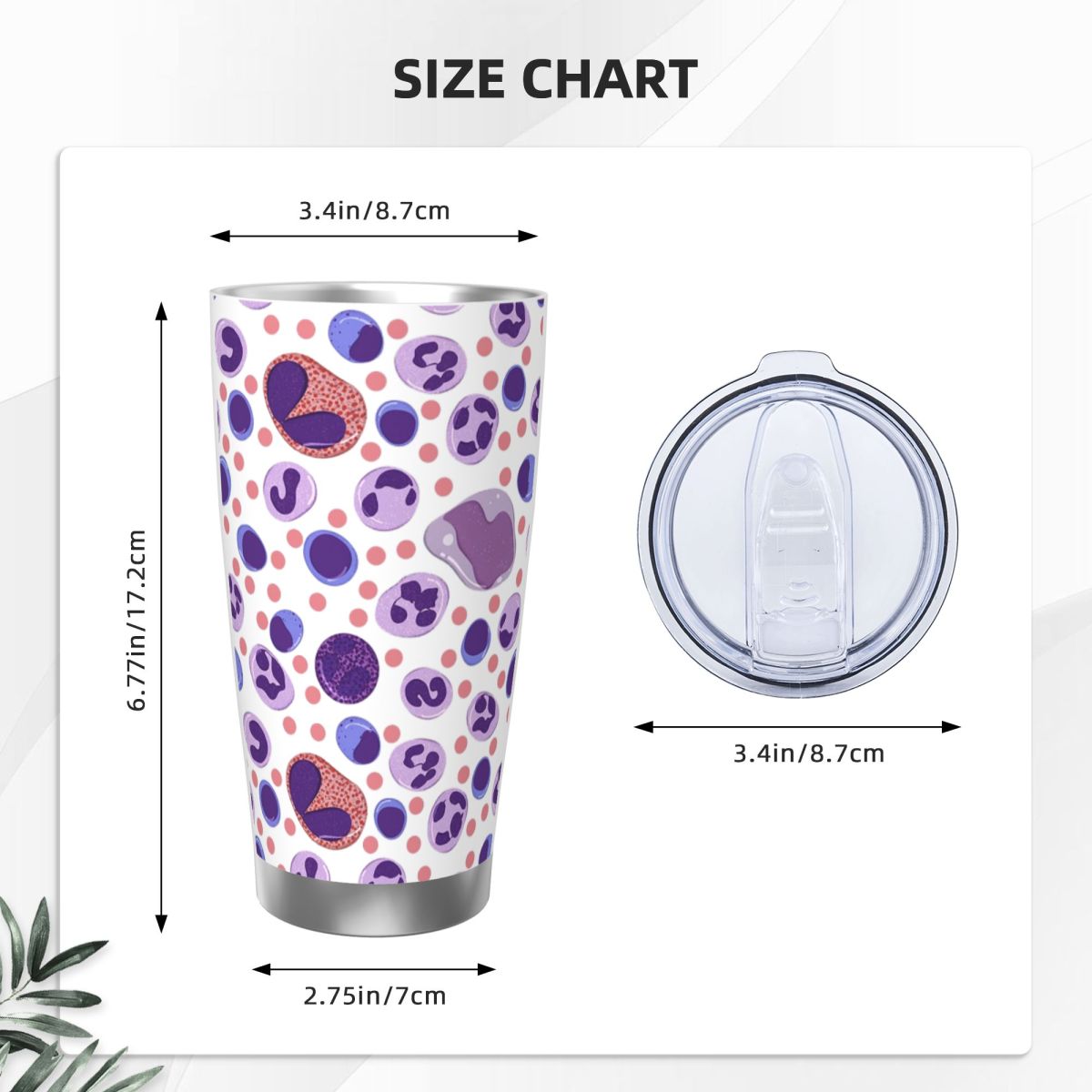Large White Blood Cell Pattern - Tumbler 20Oz White reseña y precio