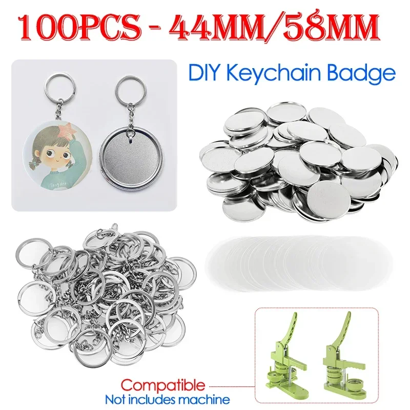 100PCS 44mm 58mm Keychains Bad - Button Badge Blank reseña y precio