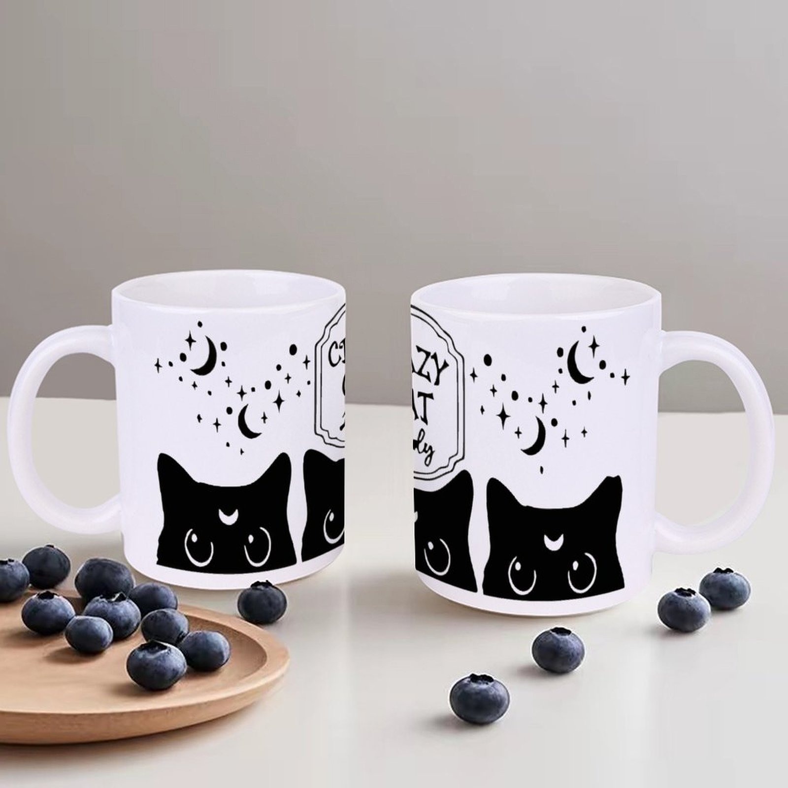 Three Black Cats With Crescent - Sublimation Mug White reseña y precio