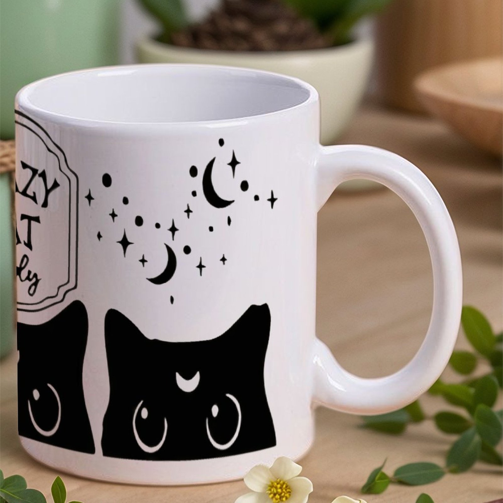 Three Black Cats With Crescent - Sublimation Mug White reseña y precio