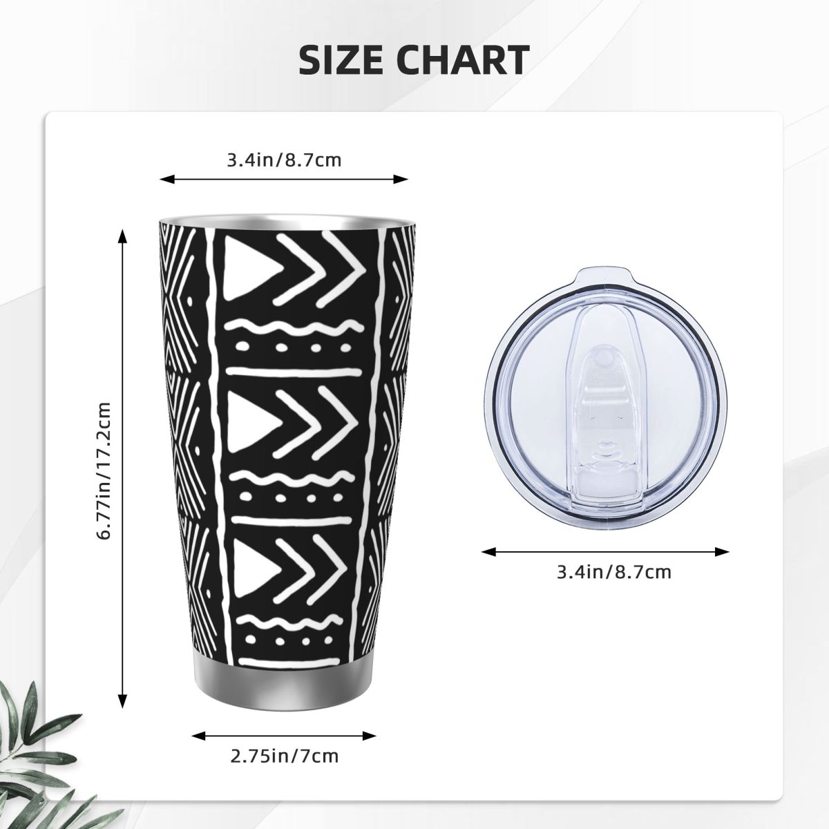 Black And White African Bogola - Tumbler 20Oz White reseña y precio