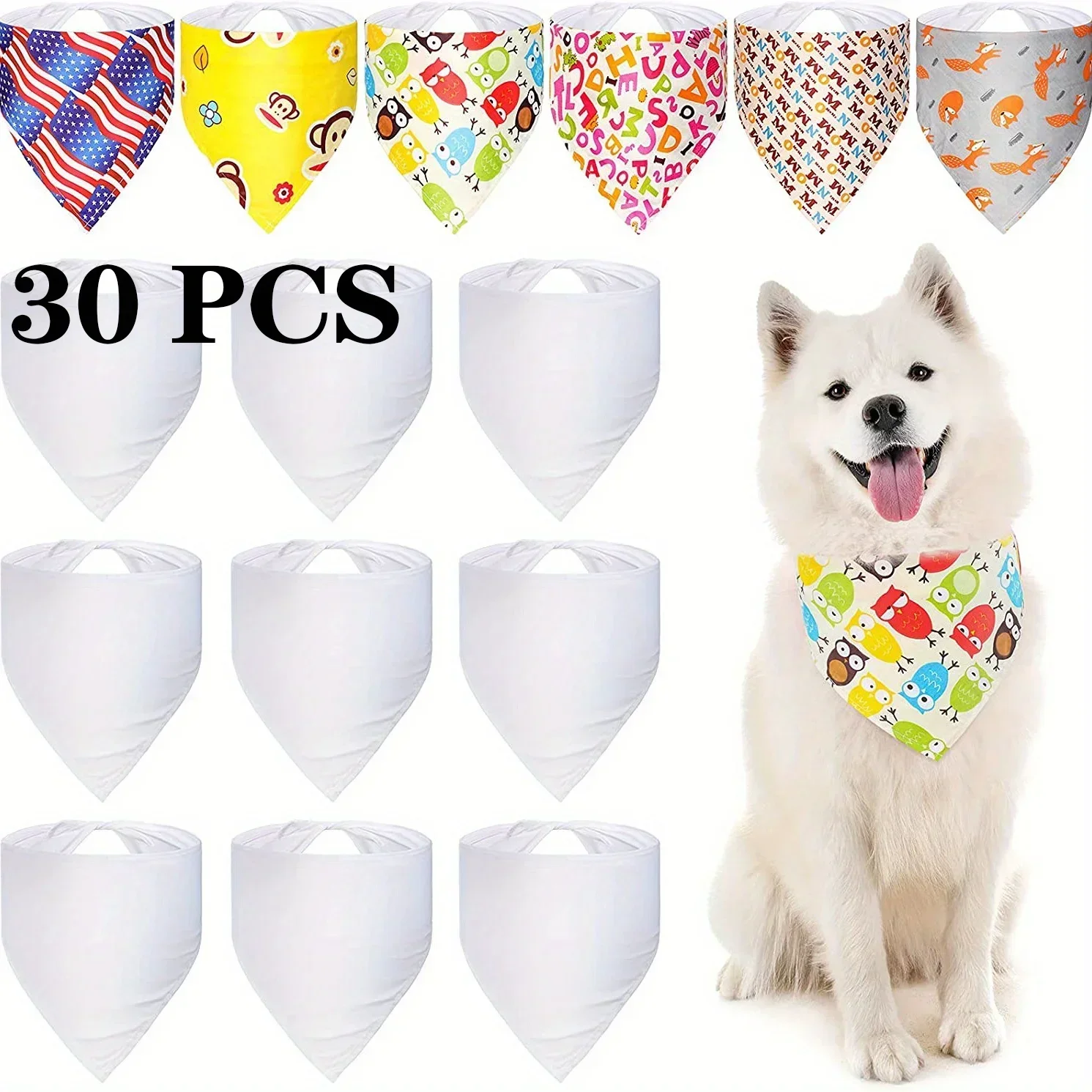 30pcs White Polyester Blank Do - Bandana Blank White reseña y precio