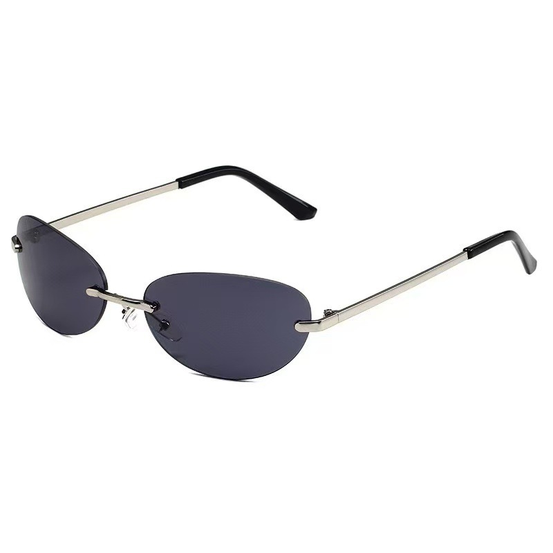 Rimless Oval Sunglasses Women  - Metal Photo Panel reseña y precio