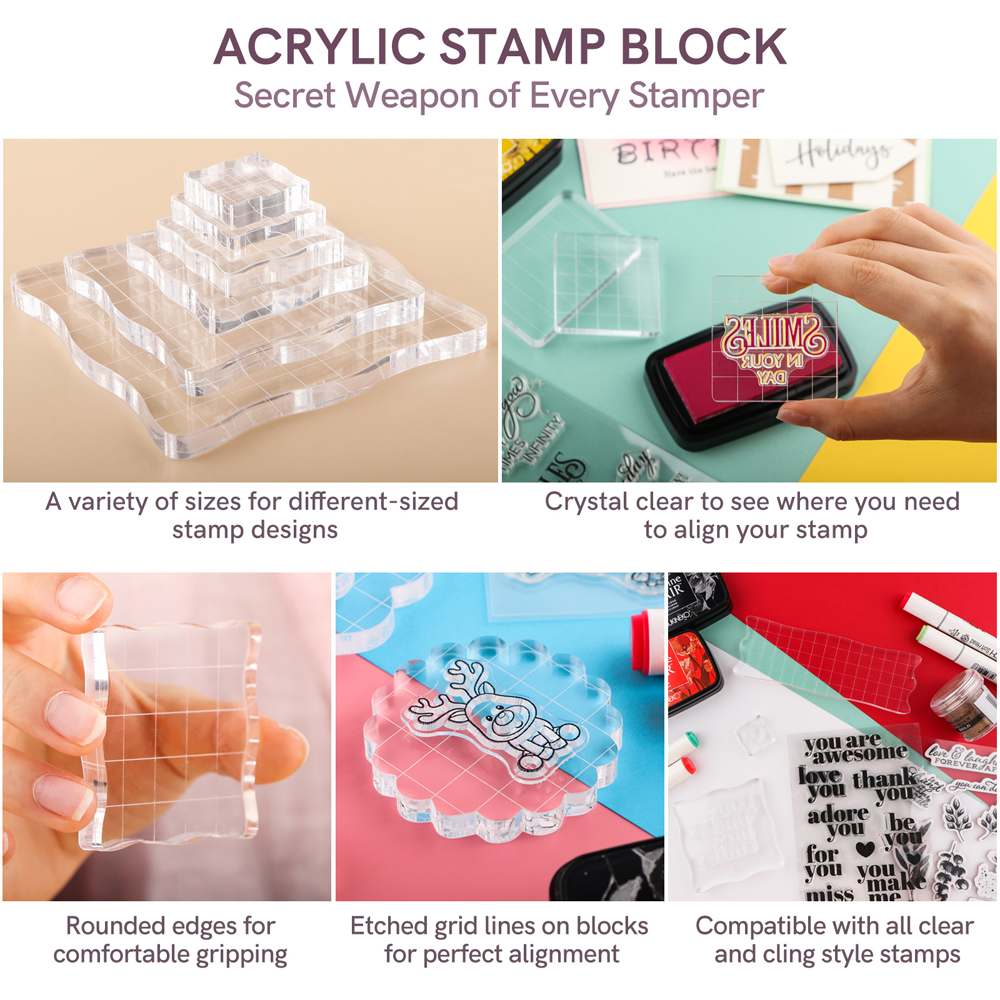 3pcs Clear Acrylic Stamp Block - Photo Acrylic Block reseña y precio