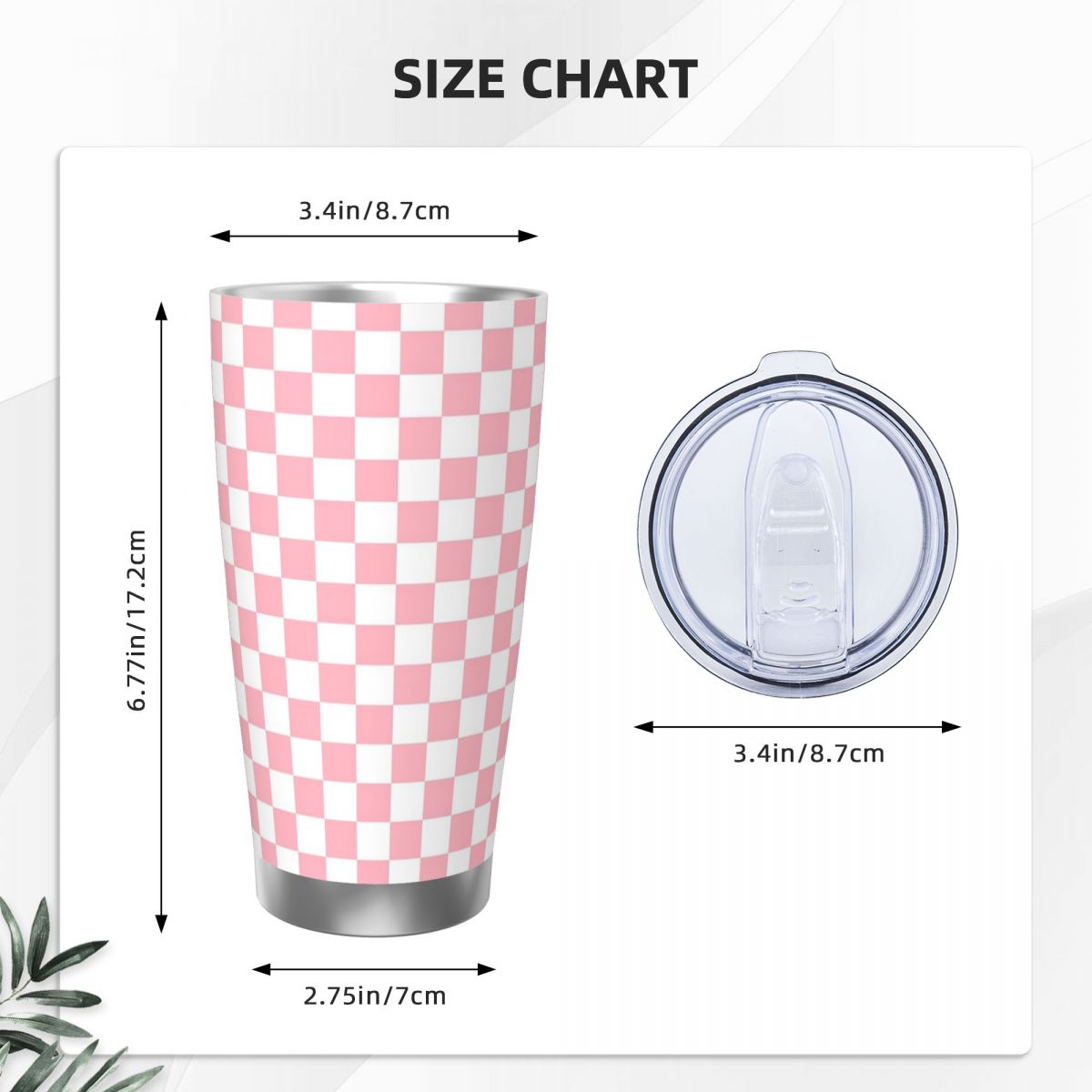 Pink White Checkerboard Patter - Tumbler 20Oz White reseña y precio