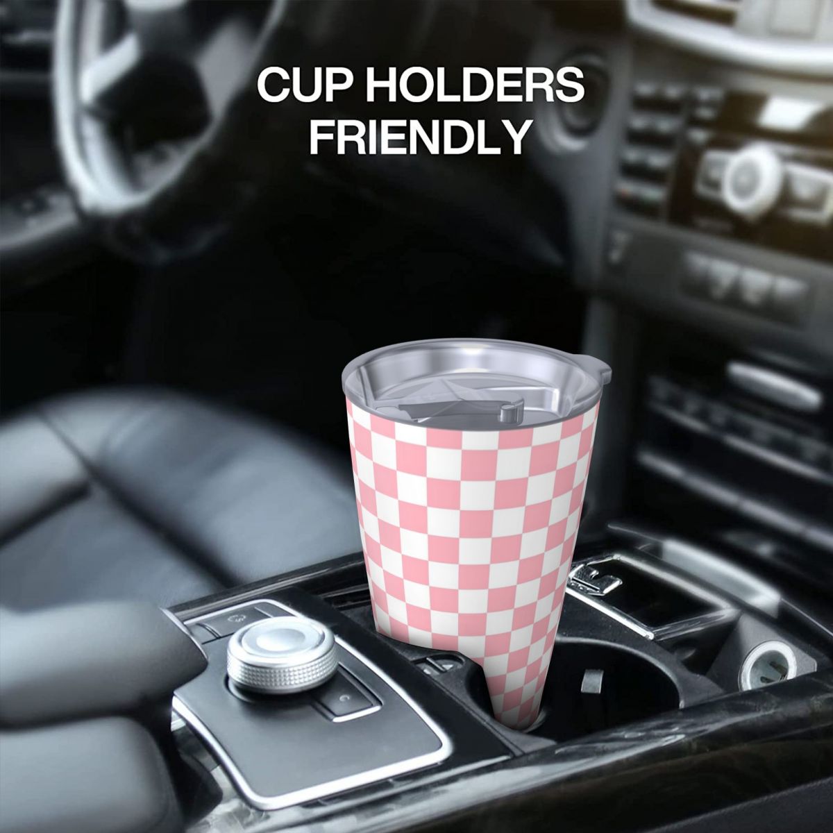 Pink White Checkerboard Patter - Tumbler 20Oz White reseña y precio