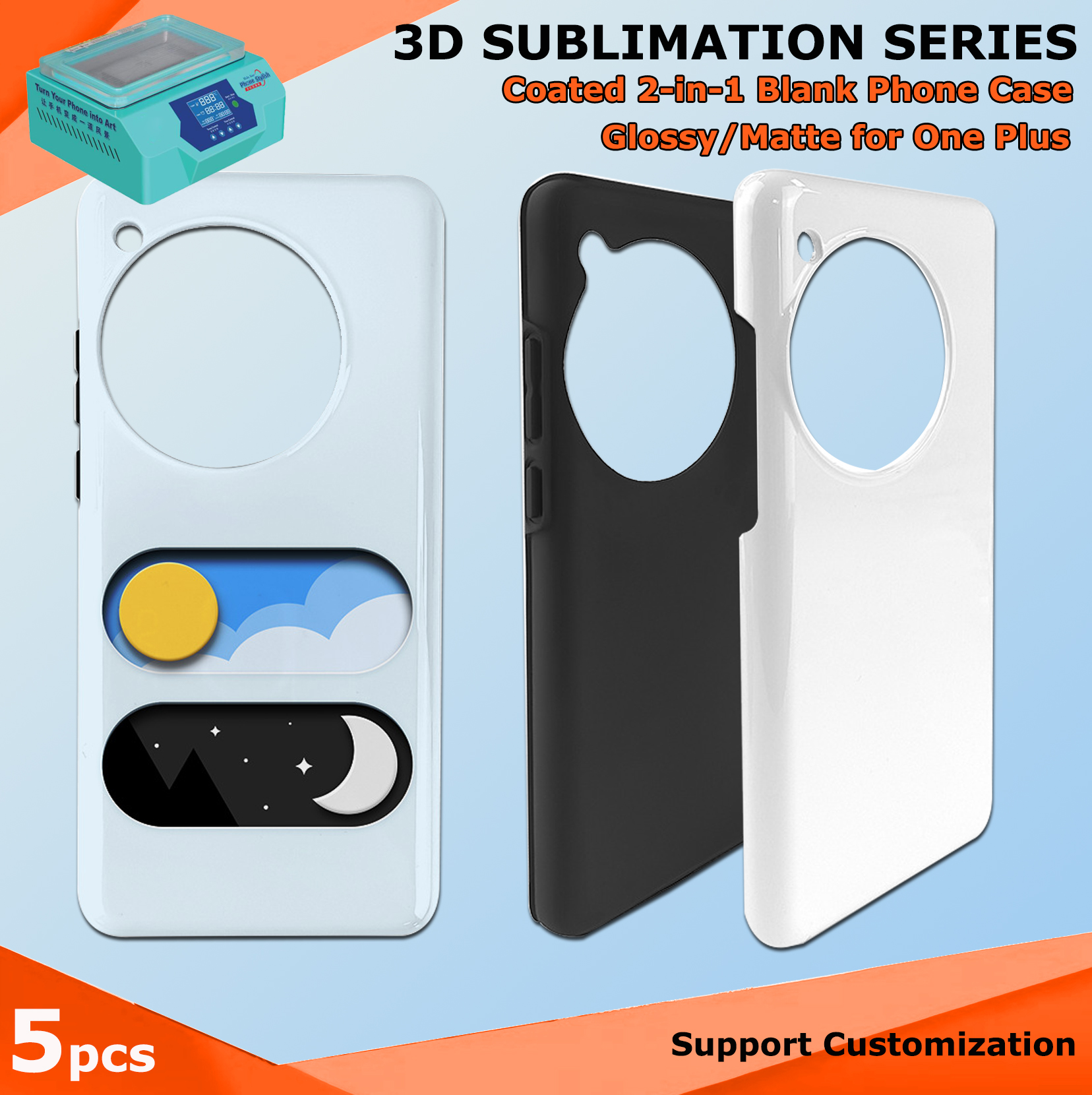 Fonlyu 5pcs Coated 2 in 1 Blan - Phone Case Blank Print reseña y precio