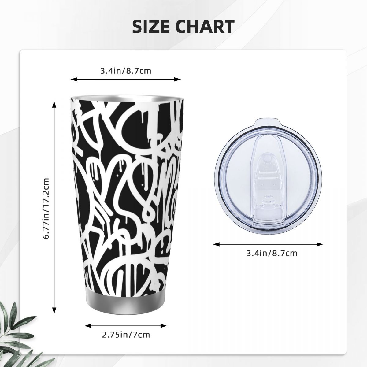 Black And White Graffiti Stain - Tumbler 20Oz White reseña y precio