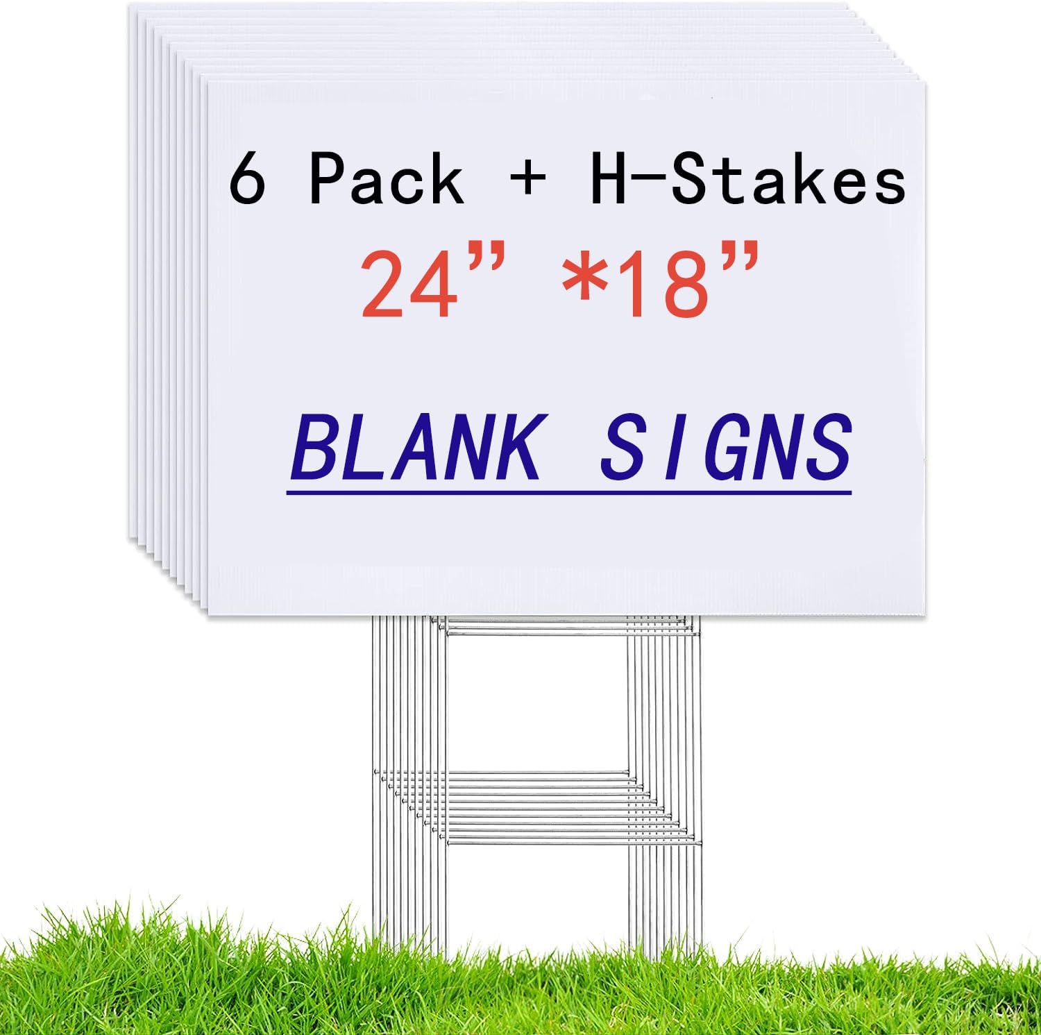 6 Pack 24x18 White Blank Lawn  - Yard Sign Blank reseña y precio