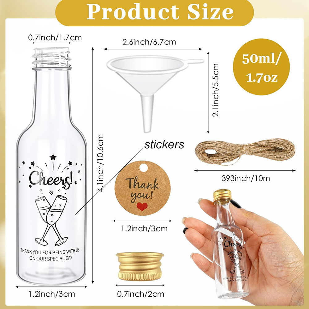 50Pack Mini Liquor Bottles,1.7 - Water Bottle Blank reseña y precio