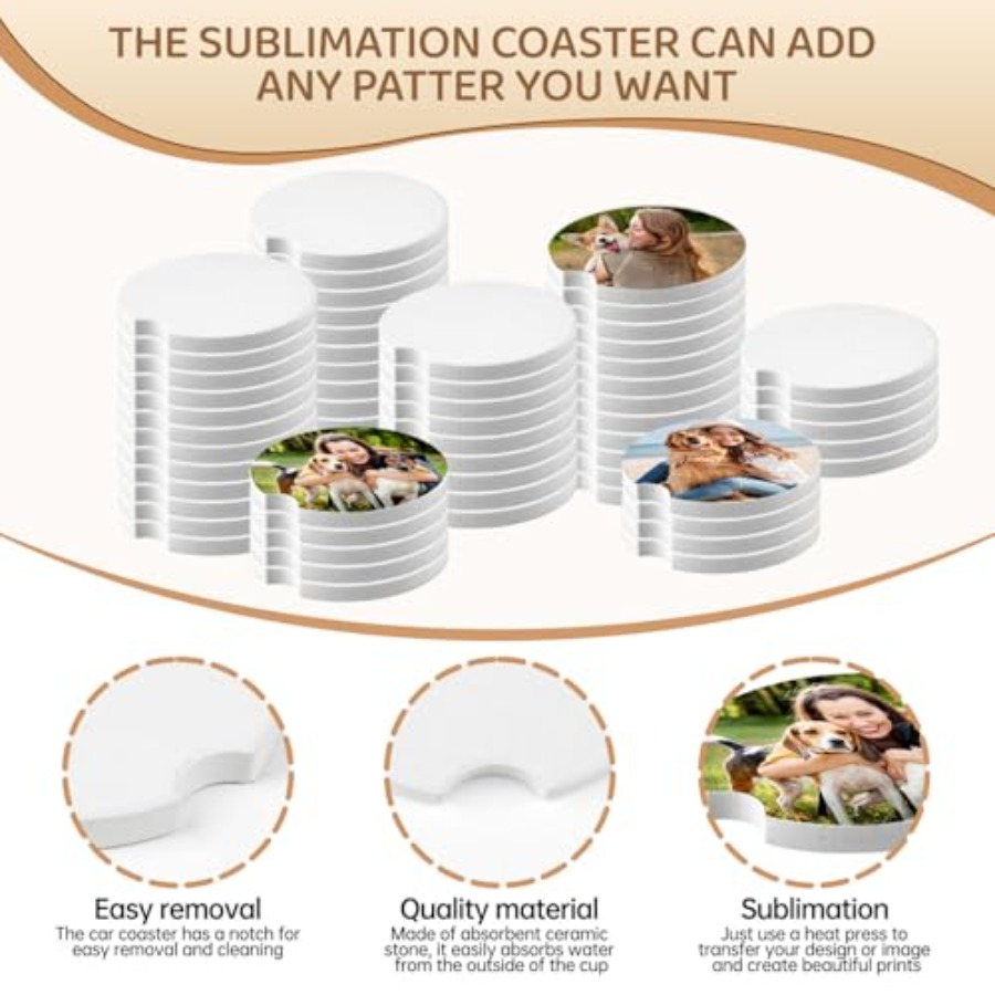 312 Pcs Ceramic Car Coasters 2 - Coaster Sublimation Blank reseña y precio