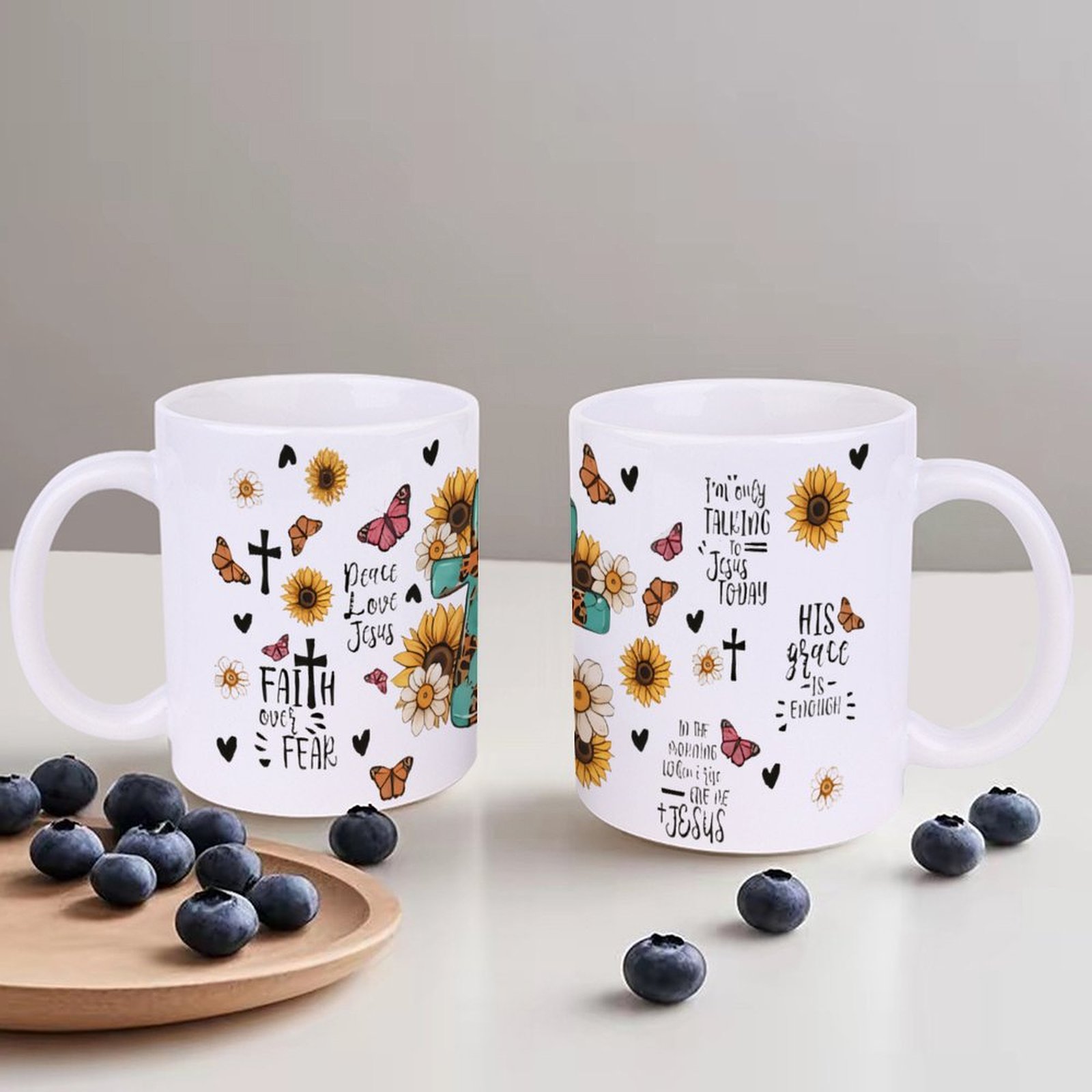 A Cross Surrounded By Sunflowe - Sublimation Mug White reseña y precio
