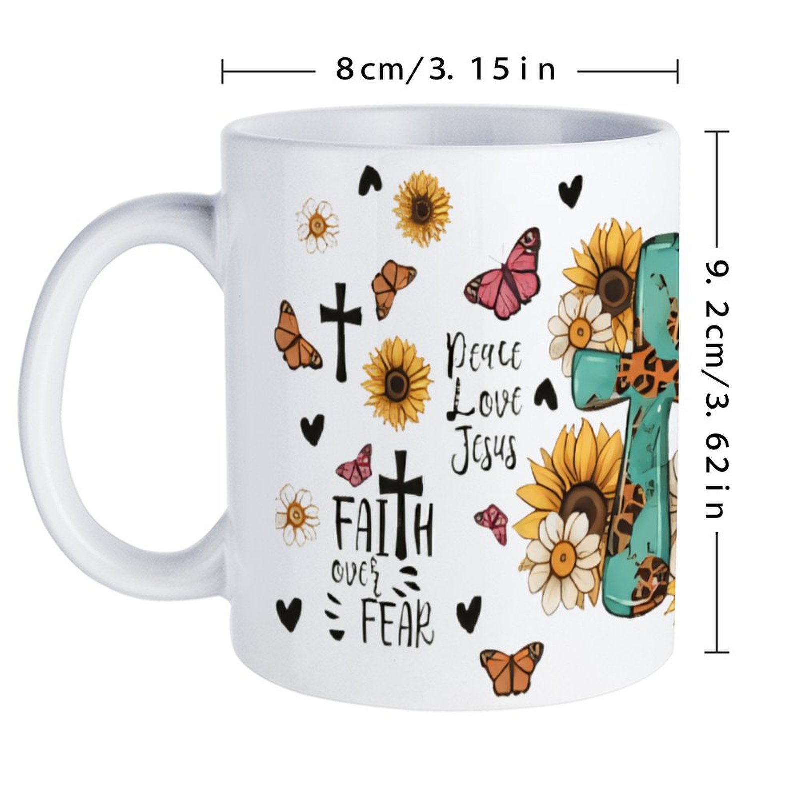 A Cross Surrounded By Sunflowe - Sublimation Mug White reseña y precio