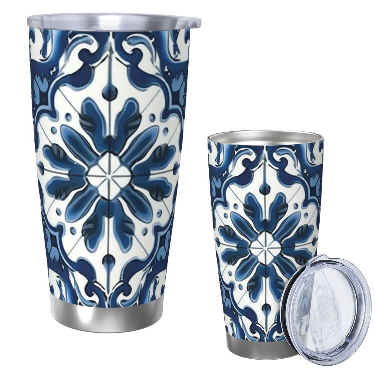Blue And White Majolica Patter - Tumbler 20Oz White reseña y precio