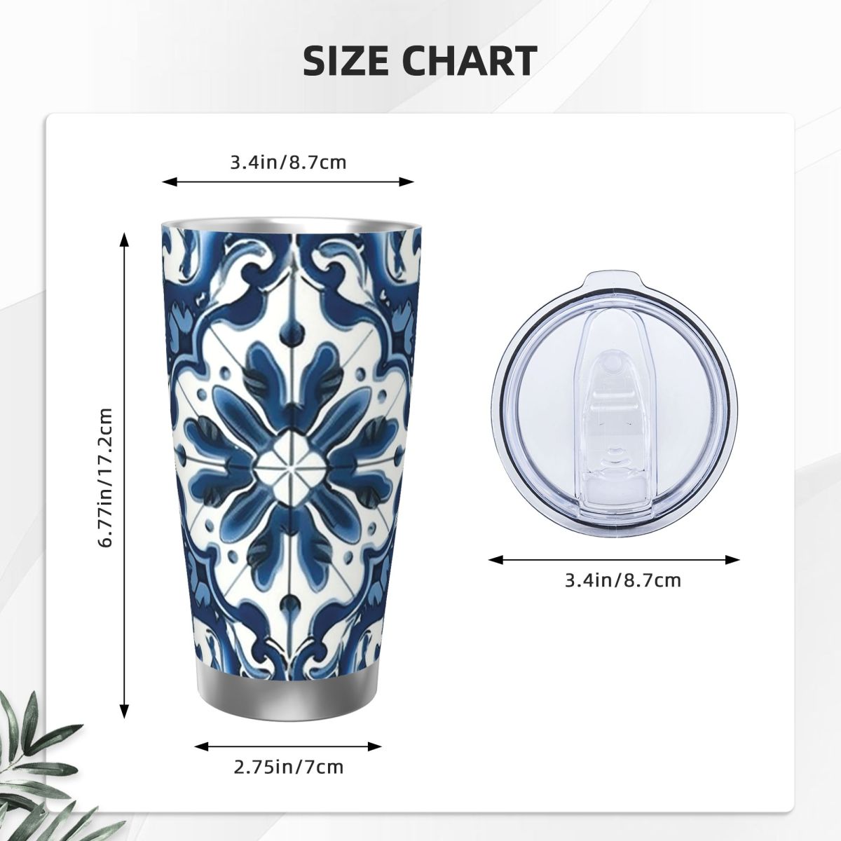Blue And White Majolica Patter - Tumbler 20Oz White reseña y precio