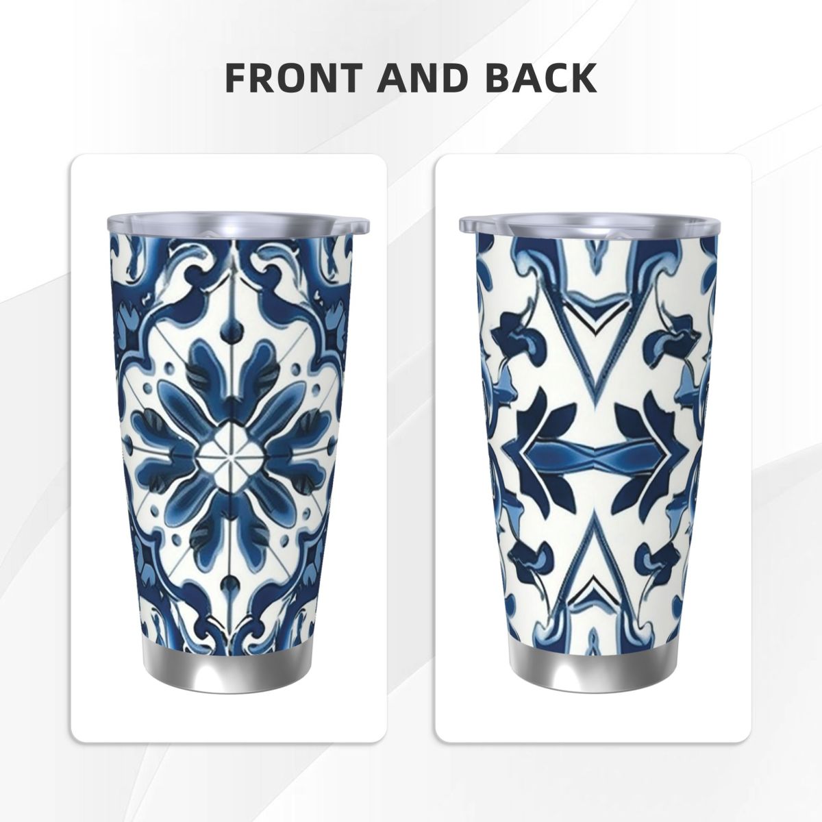 Blue And White Majolica Patter - Tumbler 20Oz White reseña y precio