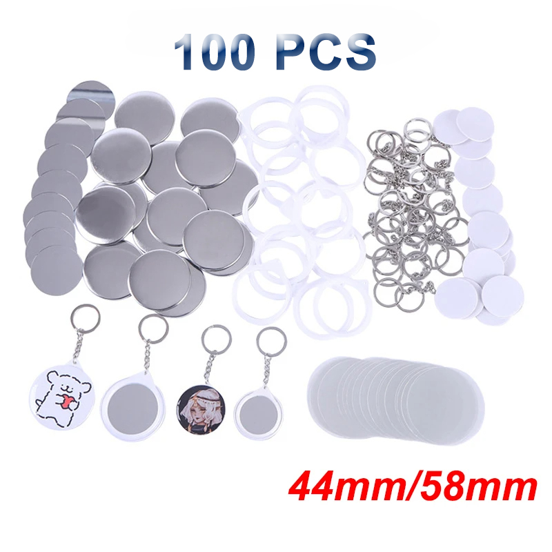New 100PCS Key Ring Mirror Bla - Button Badge Blank reseña y precio