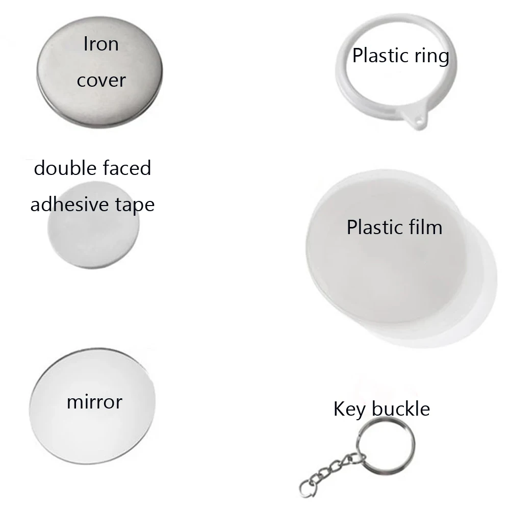 New 100PCS Key Ring Mirror Bla - Button Badge Blank reseña y precio