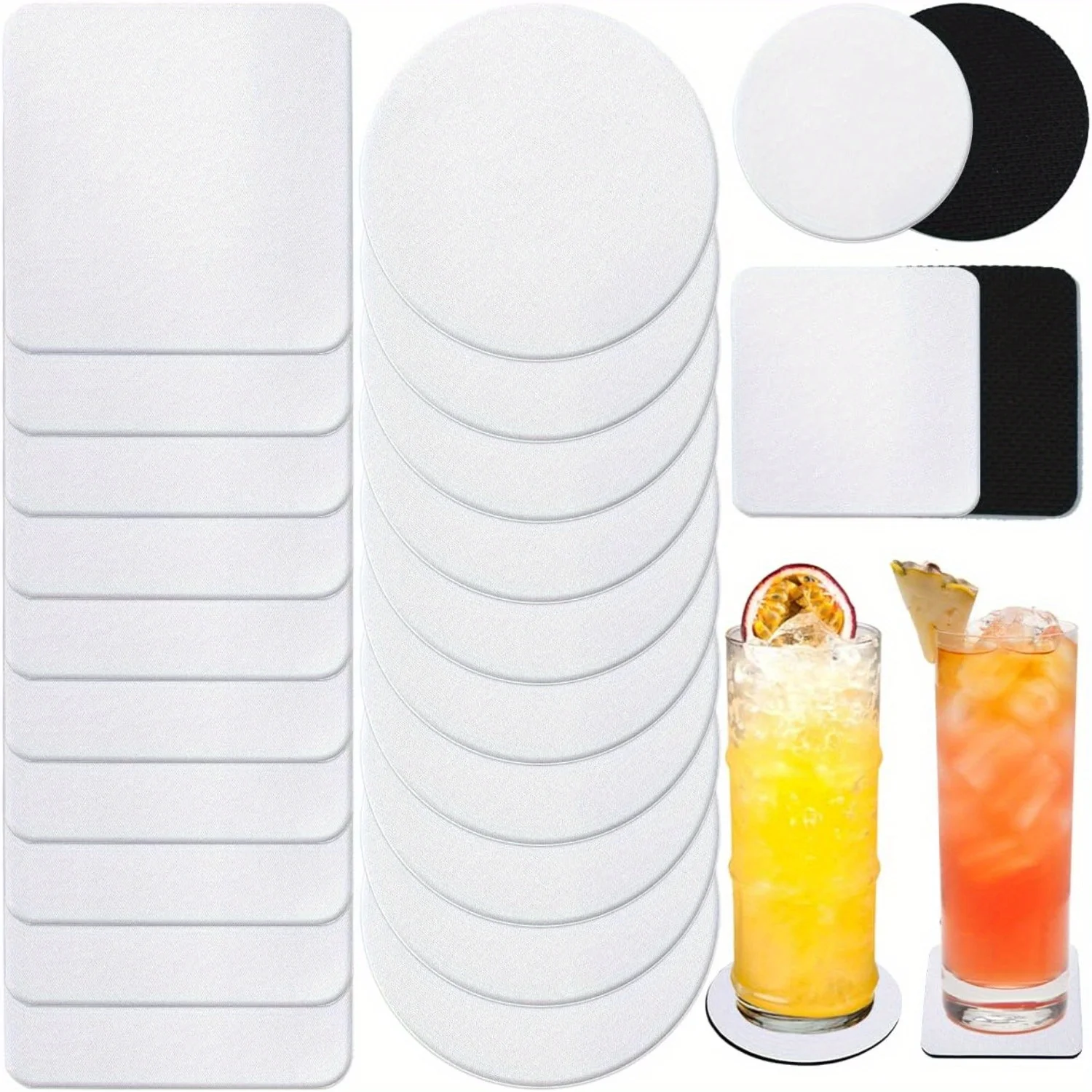 30/50 Pcs Square and Round Sub - Coaster Sublimation Blank reseña y precio