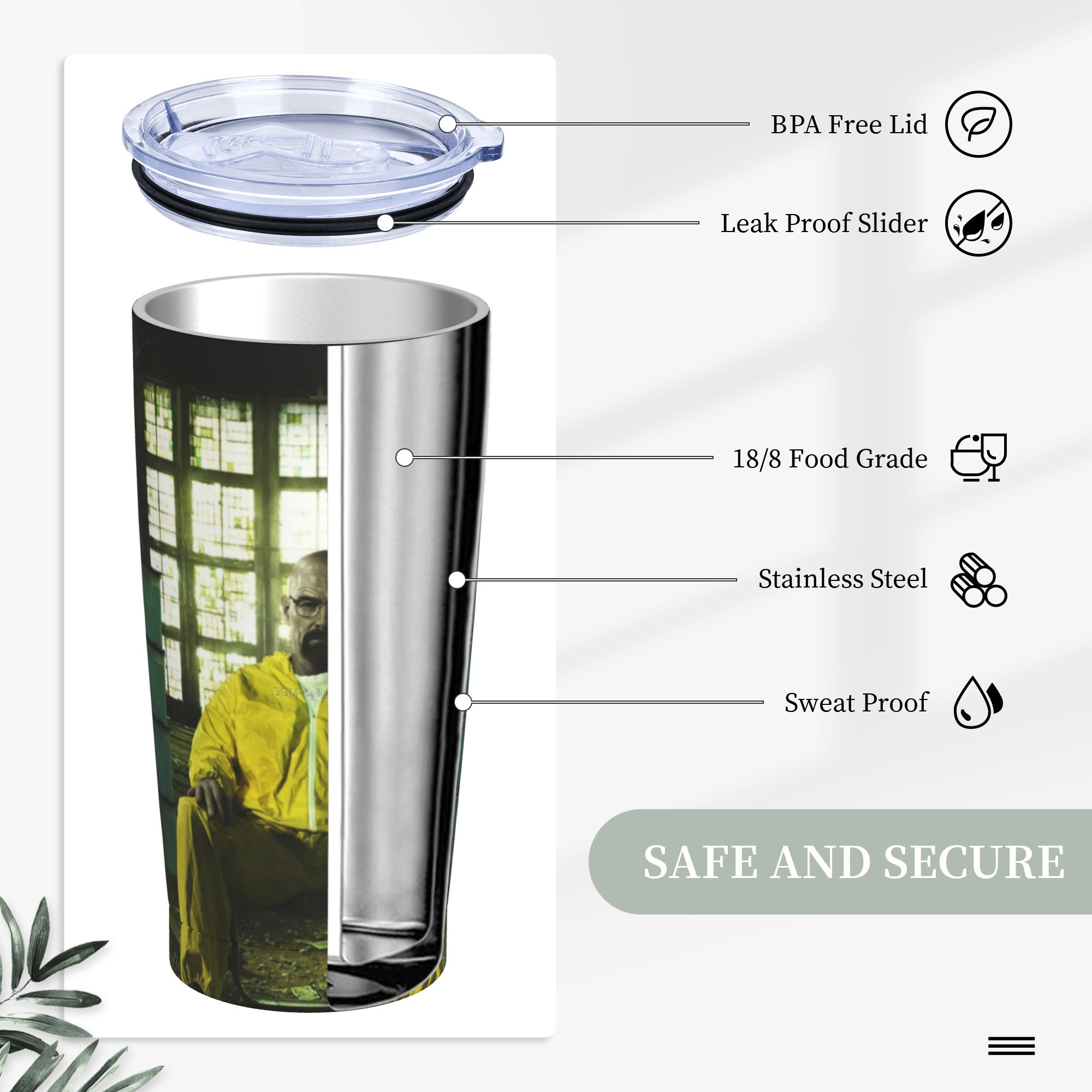Breaking Bad Walter White Tumb - Tumbler 20Oz White reseña y precio