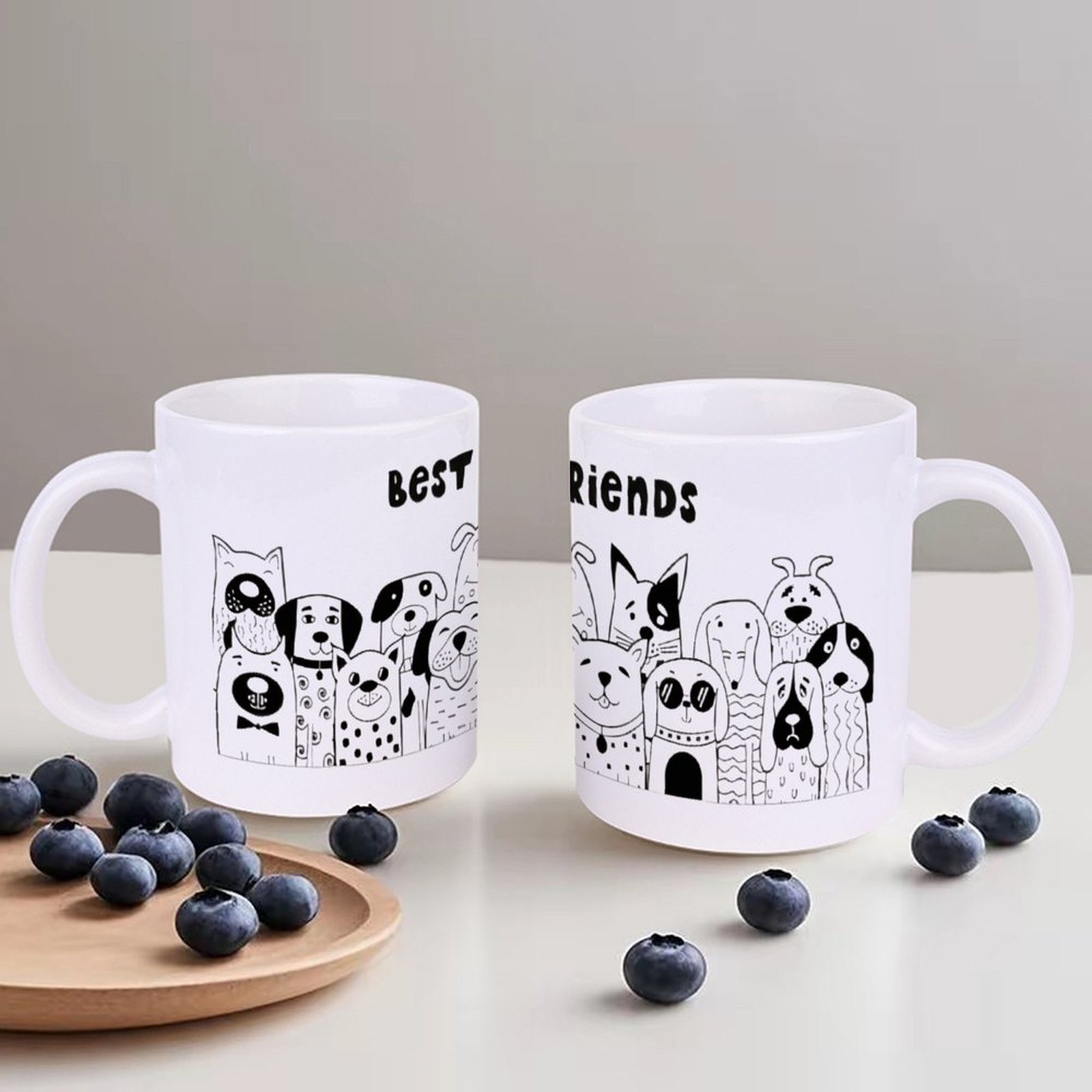 Illustration Of Dogs With The  - Sublimation Mug White reseña y precio