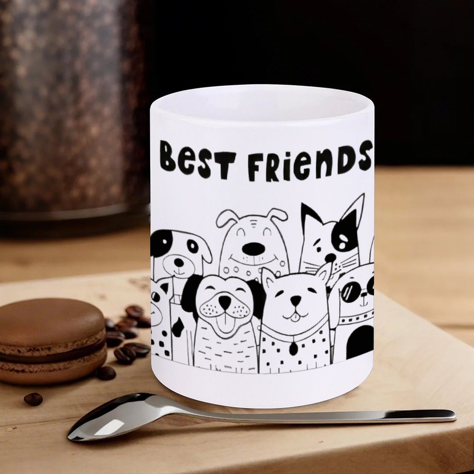 Illustration Of Dogs With The  - Sublimation Mug White reseña y precio