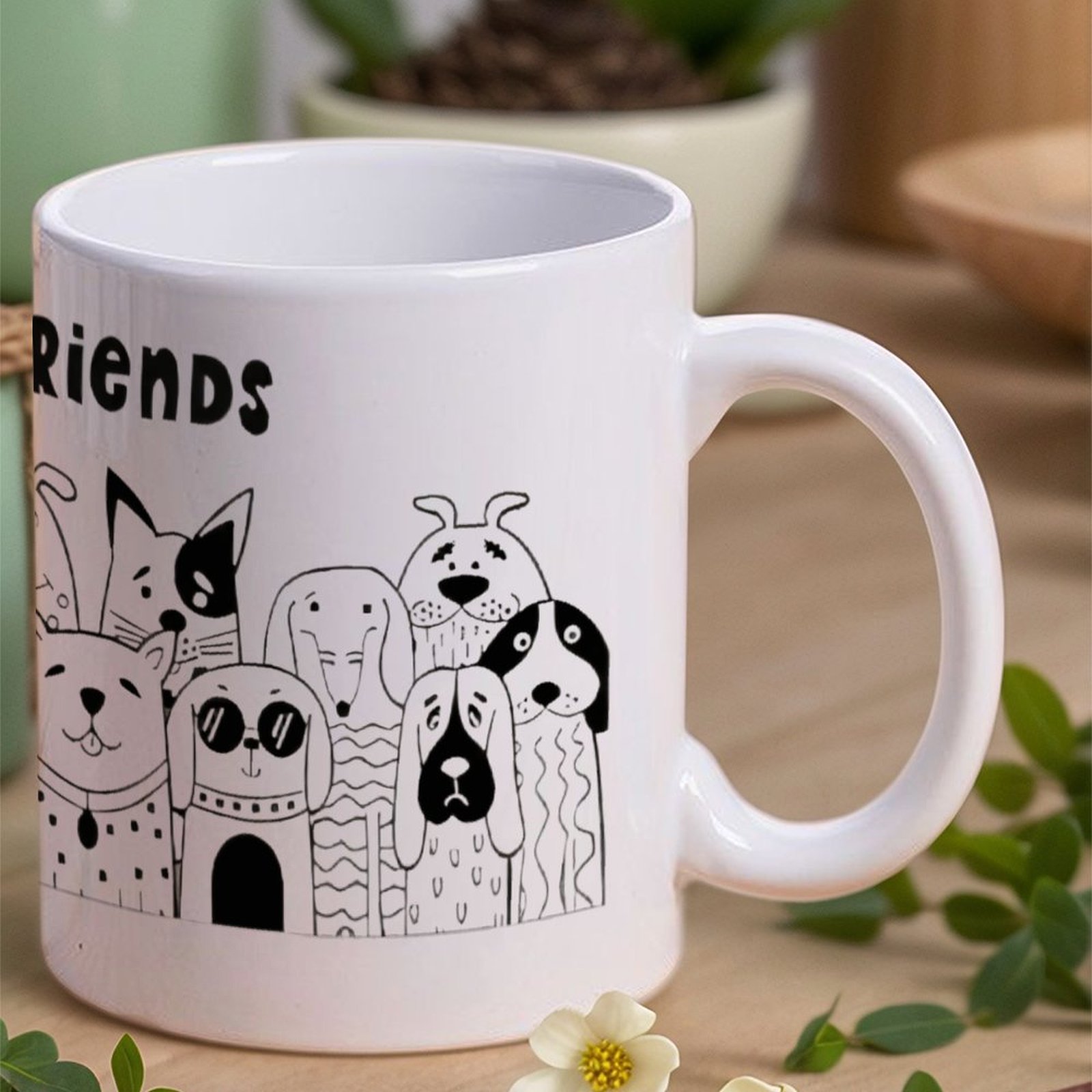 Illustration Of Dogs With The  - Sublimation Mug White reseña y precio