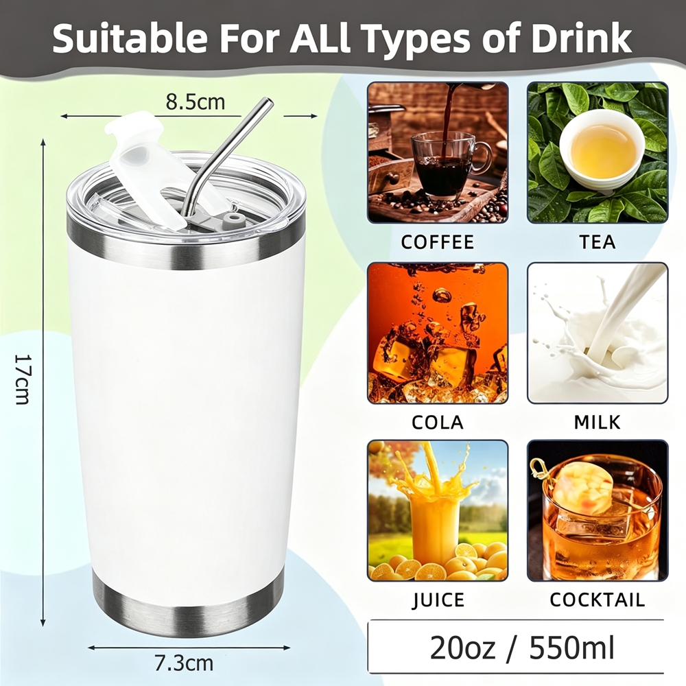 20oz Tumbler Mug with Lid and  - Tumbler 20Oz White reseña y precio