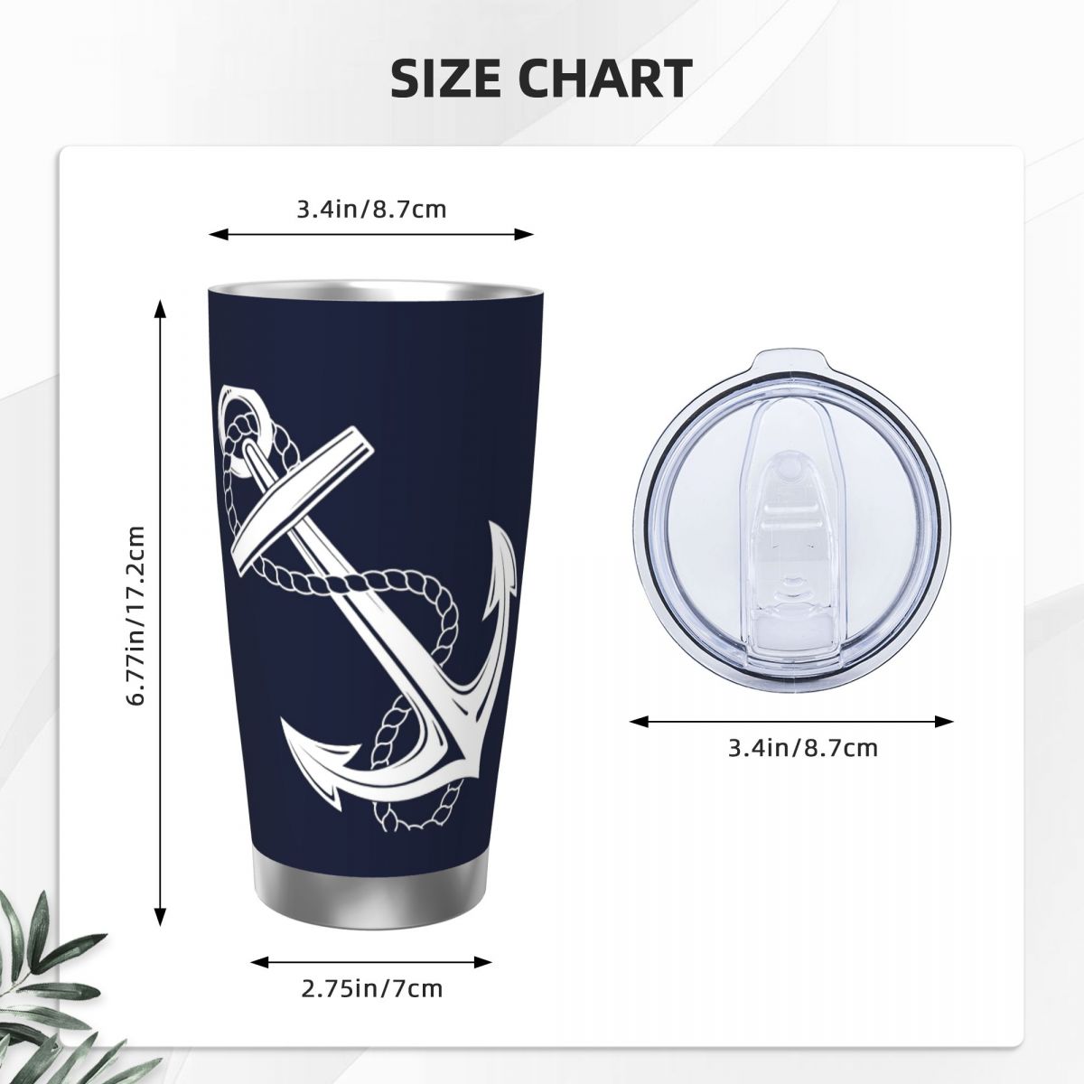 Anchor Nautical White & Navy S - Tumbler 20Oz White reseña y precio