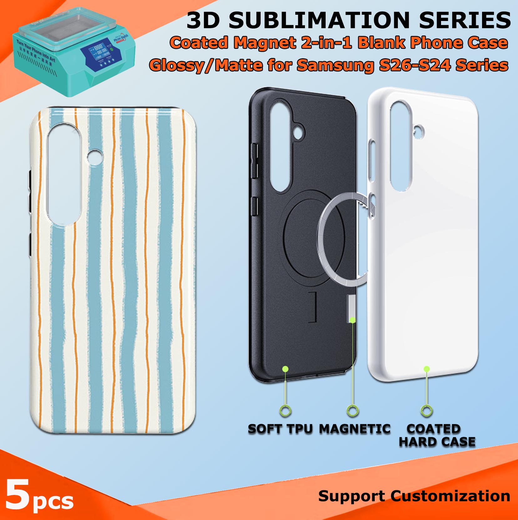 Fonlyu 5pc Coated Magnet 2 In  - Phone Case Blank Print reseña y precio