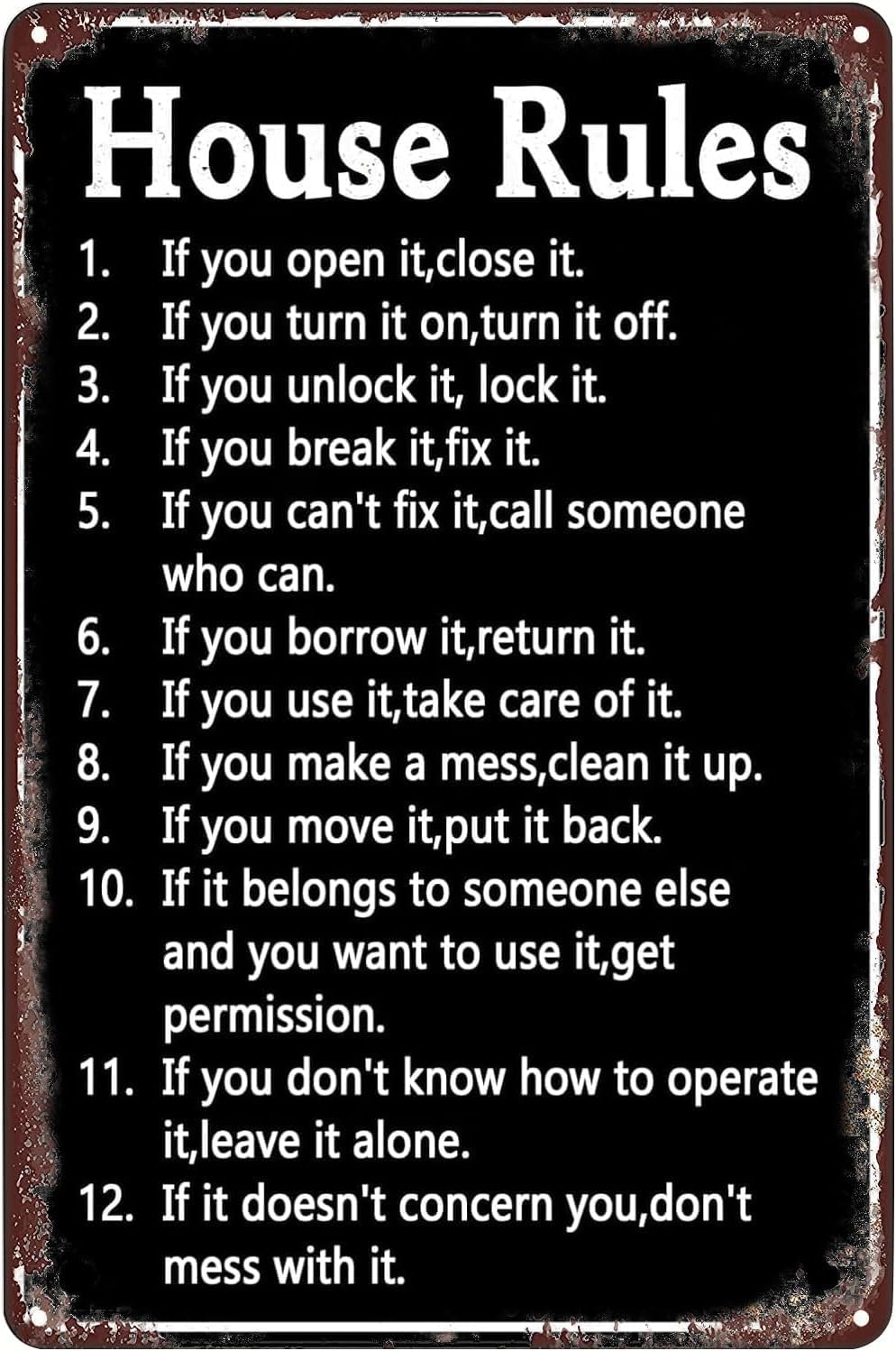 House Rules Vintage Metal Sign - Yard Sign Blank reseña y precio